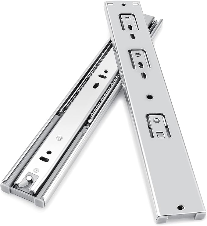 Gobrico 12 inch Drawer Slides 1 Pair，Soft Close Drawer Slides 3 Fold, Cabinet Drawer Slides Full Extension Drawer Slides, Heavy Duty Slide Rails, Side Mount Ball Bearing Tracks Guide Drawer Glides