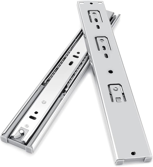 Gobrico 12 inch Drawer Slides 1 Pair，Soft Close Drawer Slides 3 Fold, Cabinet Drawer Slides Full Extension Drawer Slides, Heavy Duty Slide Rails, Side Mount Ball Bearing Tracks Guide Drawer Glides