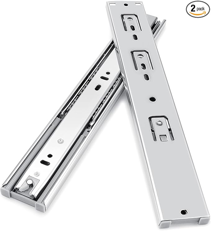 Gobrico 12 inch Drawer Slides 2 Pair，Soft Close Drawer Slides 3 Fold, Cabinet Drawer Slides Full Extension Drawer Slides, Heavy Duty Slide Rails, Side Mount Ball Bearing Tracks Guide Drawer Glides