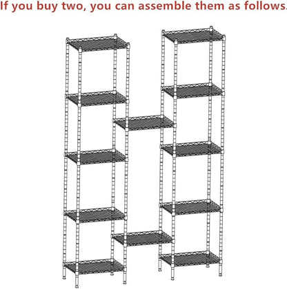 REGILLER 6 Wire Shelving Steel Storage Rack Adjustable Unit Shelves for Laundry Bathroom Kitchen Pantry Closet(Black,11.7" D x 16.8" W x 63" H)