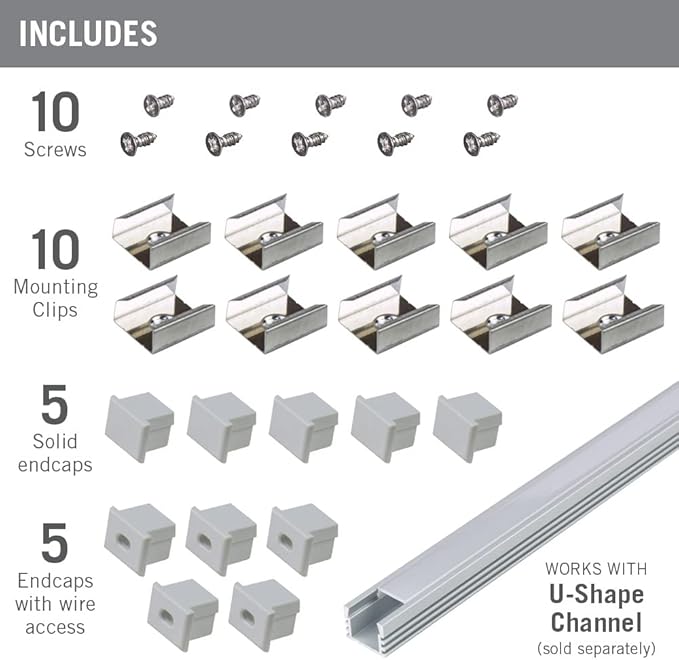 Armacost Lighting Deep Surface Mount LED Tape Light Accessory Pack - Grey, 960004