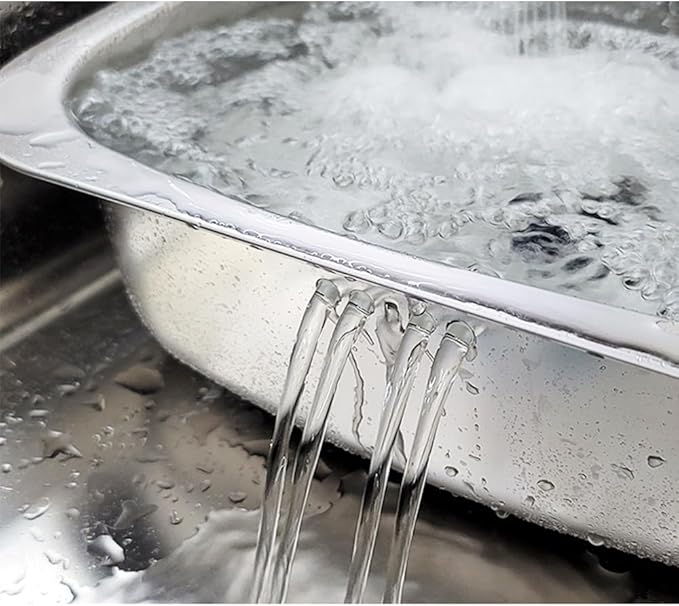 Stainless Steel Dishpan 9.9L/ Large Washing-up Bowl 9.9L, Multipurpose Kitchen Sink Bowl, Dish Tub, Vegetable Washing Basin (15.35L x 11.8W x 4.72H inches) / Rubber Cap Type