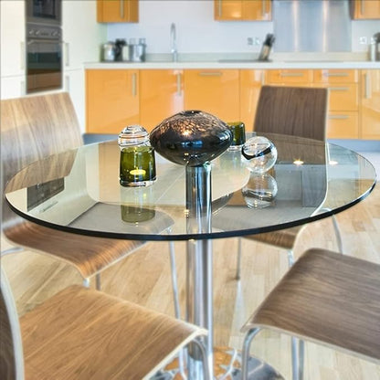 54 Inch Round Tempered Glass Table Top Flat Polished Edge1/4” Thick Round Glass Table Top–Heavy Duty, Dining, Coffee, and Office Tables by Fab Glass and Mirror