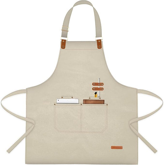 APRONPANDA Chef Apron for Men Women with Pockets Adjustable Strap, Water Repellent Apron for Cooking, Baking