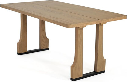 JOSHEN 63" Sturdy MDF Island Table, Rustic Dining Tables with Farmhouse Charm, Mid Century Dining Table with Easy Assembly for Kitchens & Apartments, Natural Ash