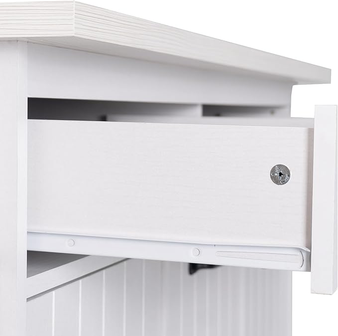 Ball & Cast Kitchen Island with Trash Can Storage Cabinet,Kitchen Cart W/Drop Leaf,Spice Rack,Towel Rack and Drawers,Rolling Kitchen Islands on Wheels W/Adjustable Shelf for Dining Room,White Oak