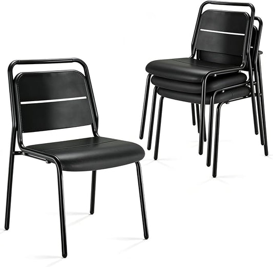 Metal Dining Chairs Set of 4, Stackable Metal Kitchen Chairs