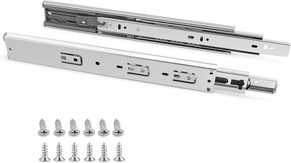 Gobrico Hardware 18 inch Drawer Slides 6 Pair，Soft Close Drawer Slides 3 Fold, Cabinet Drawer Slides Full Extension Drawer Glides, Heavy Duty Hydraulic Self Close Rails, Side Mount Ball Bearing