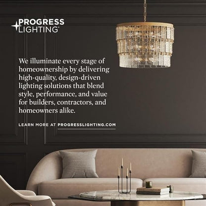 Progress Lighting Briarwood Collection 5-Light Dining Room Light Fixture, Farmhouse Style Modern Chandelier for Kitchen and Dining Room, 38" by 9", Black
