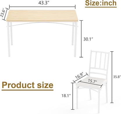 5 Piece Dining Table Set for 4, Farmhouse Kitchen Table and PU Chairs, Small Space Compact Dinette, Wood Top & Metal Frame, Breakfast Nook Set for Apartment Dining Room (Walnut+Black)
