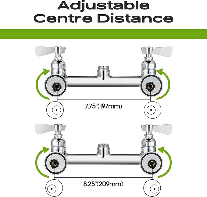 47" Height Commercial Sink Faucet with Sprayer, 8 Inch Center Wall Mount Kitchen Sink Faucet with Down Pre-Rinse Sprayer, Compartment Sink Faucet with 12" Swivel Spout for Restaurant