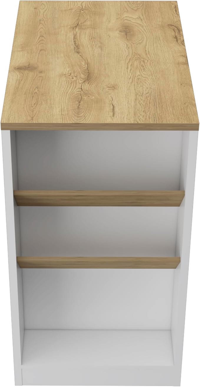 GOWE Cecil Kitchen Island, 3-Tier Shelf, Manufactured Wood Top