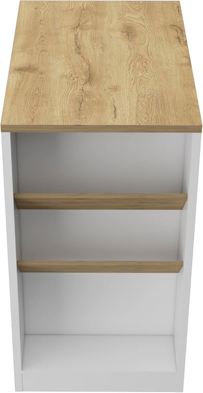 GOWE Cecil Kitchen Island, 3-Tier Shelf, Manufactured Wood Top
