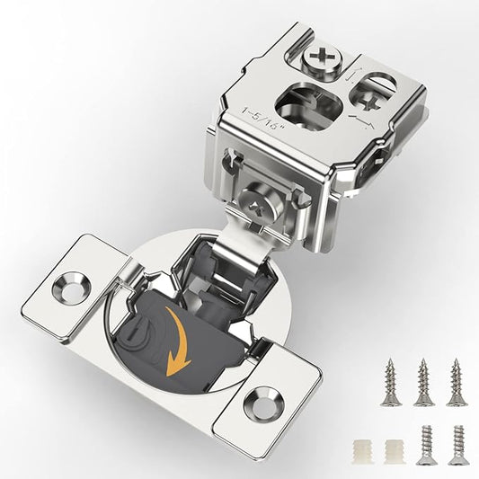 [Closing Speed Control] 20 Pack 1-5/16 Inch Overlay Soft Close Hinges for Face Frame Cabinet, 4D Adjustment, Stainless Steel Kitchen Cabinet Hardware, 105° Open Concealed Self Closing Hinge