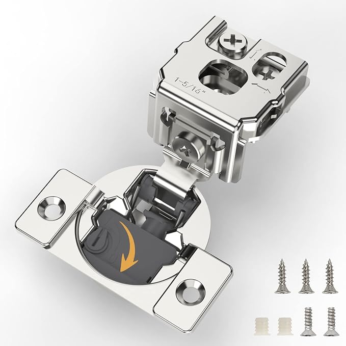 [Closing Speed Control] 30 Pack 1-5/16 Inch Overlay Soft Close Hinges for Face Frame Cabinet, 4D Adjustment, Stainless Steel Kitchen Cabinet Hardware, 105° Open Concealed Self Closing Hinge