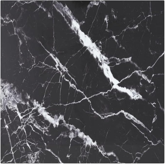 Tempered Glass Tabletop 19.7” Square Black Marble Design Durable Countertop for Coffee Dining Side Tables Indoor Living Room Bedroom