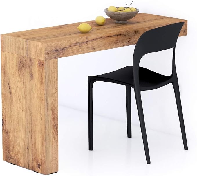 Mobili Fiver, Evolution Dining Table 47.2 x 15.7 in, Rustic Oak with One Leg, Made in Italy