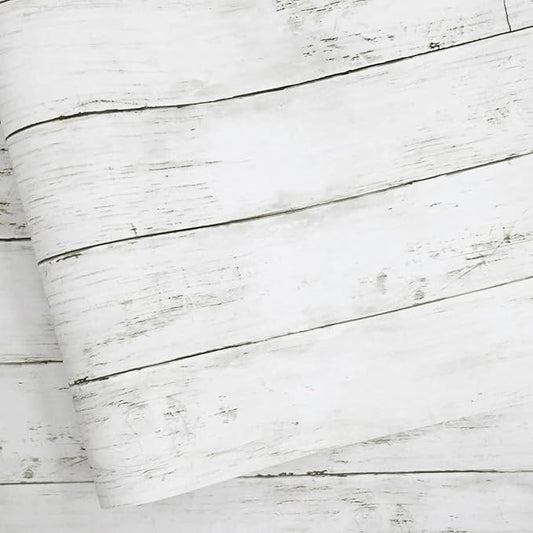 Abyssaly Peel and Stick Wallpaper 511.8"X 17.7" Thickened White Gray Wood Shiplap Contact Paper Self-Adhesive Removable Decorative Wall Covering Vintage Wood Plank Film for Home Decoration
