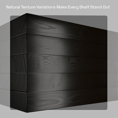BAOBAB WORKSHOP Wood Floating Shelves for Bathroom Wall - Black Shelf 24 inch - Solid Wood Shelves for Wall for Bedroom Kitchen Living Room - Black Floating Shelves - 24 x 6.7 Inch, Set of 2