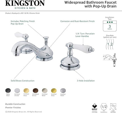 Kingston Brass KS1167PL 8 in. Widespread Bathroom Faucet, Brushed Brass