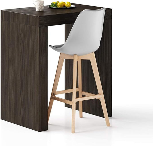 Mobili Fiver Evolution Tall Kitchen Bar Table Made in Italy | Space Saving, Counter Height Table for 2 | Modern Breakfast Bar Counter Top w/Cable Holder | Dark Walnut | 35,4" x 23,6" in