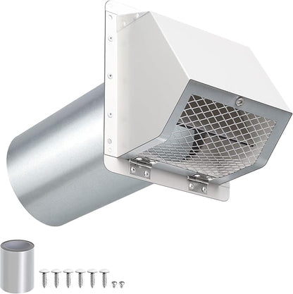 4 Inch Dryer Vent Cover Outside,Exterior Vent Cover Dryer Exhaust Vent Cover Outdoor Dryer Vent Cover for Exterior Wall Vent Hood for Dryer Range Hood House AC Vent,Hooded Wall Vent with Screen&Damper
