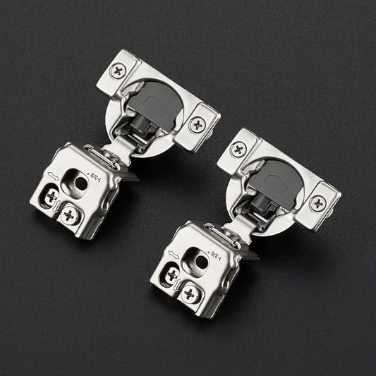 2 Pack 1 Pair 1-3/8 inch Overlay Soft Close Hinges for Kitchen Cabinet Hinges Satin Nickel Hidden Hinges Stainless Steel Concealed Hinge self Closing