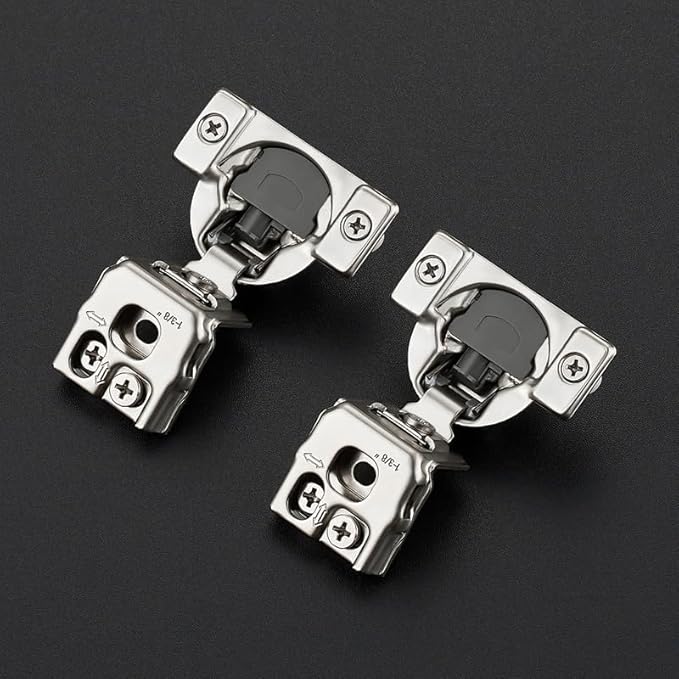 60 Pack 30 Pairs 1-3/8 inch Overlay Soft Close Hinges for Kitchen Cabinet Hinges Satin Nickel Hidden Hinges Stainless Steel Concealed Hinge self Closing