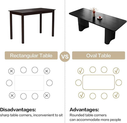 Miuuod 79" Black Dining Table for 4-8 People Large Modern Kitchen Dining Room Table Rectangular Wood Table with Wave Legs Farmhouse Dining Table for Living Room Home Office Workspace Easy Assembly