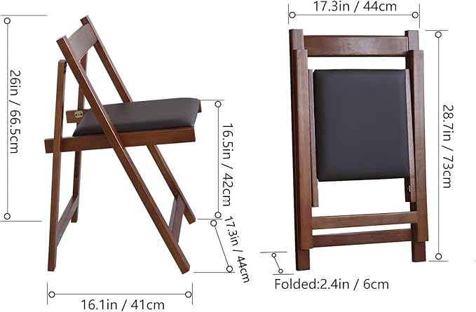 COMUHOME Folding Dining Chairs with Padded Seat Lightweight sillas para Fiestas,2 Pack Folding Chair for Dinner,Party Wedding,Picnic Event, 196LB Weight Capacity(Walnut)