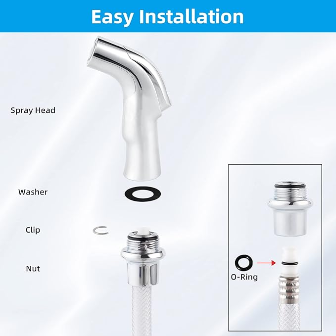 Universal Sink Sprayer Attachment for Faucet, Kitchen Side Sprayer Head Compatible with Delta, Moen, Kohler and Other OEM Brands Pull Out Spray Head, Chrome Finish, Ergonomic Design