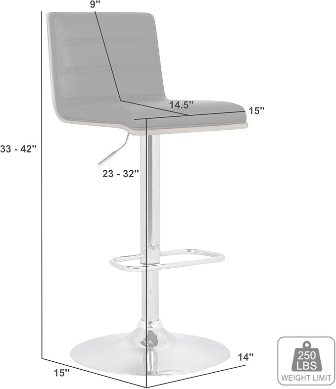 Armen Living Aubrey Barstool in Cream Faux Leather, Walnut Wood and Chrome Finish