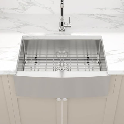 Sarlai 27 Farmhouse Sink - 27 x 21 Inch Farm Kitchen Sink Apron Front Sink Stainless Steel 16 Gauge Single Bowl Kitchen Farmer Sinks Basin