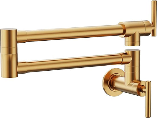CENOSA Pot Filler Faucet Gold Commercial Wall Mount Stove Faucet Wall Mount Kitchen Sink Pot Filler Facuet