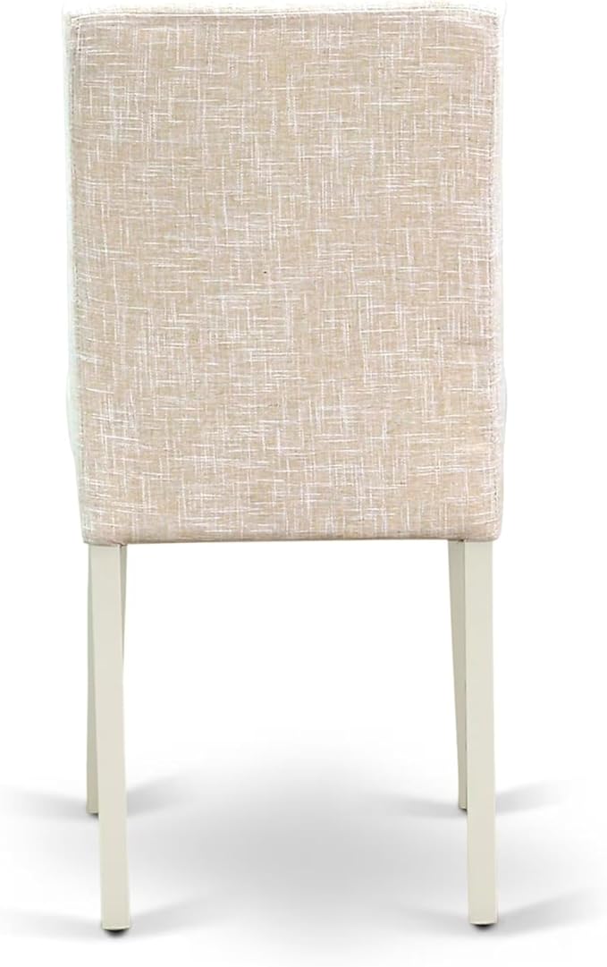 East West Furniture ABP2T02 Abbott Parson Dining Room Chairs - Light Beige Linen Fabric Upholstered Chairs, Set of 2, Linen White