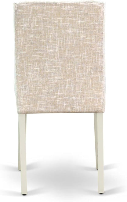 East West Furniture ABP2T02 Abbott Parson Dining Room Chairs - Light Beige Linen Fabric Upholstered Chairs, Set of 2, Linen White