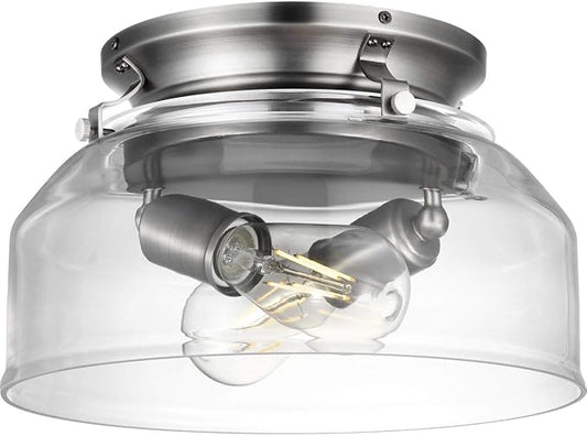 Progress Lighting Clear Glass Ceiling Fan Light Kit for Springer Collection 52 Inch Ceiling Fans, Includes 2 Light Bulbs, Antique Nickel