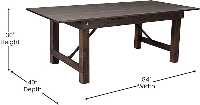 Flash Furniture HERCULES 7' x 40" Rectangular Antique Rustic Solid Pine Folding Farm Table, Mahogany