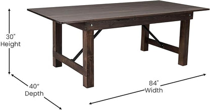 Flash Furniture HERCULES 7' x 40" Rectangular Antique Rustic Solid Pine Folding Farm Table, Mahogany
