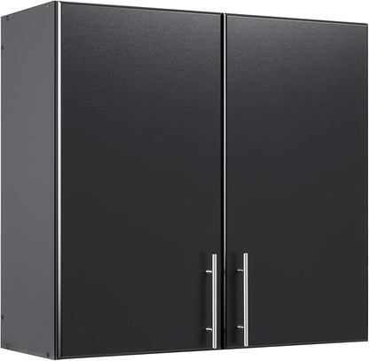 Prepac Elite 32" Wall Cabinet, Black Storage Cabinet with 1 Adjustable Shelf for Kitchen, Bathroom, 12" D x 32" W x 30" H, BEW-3230