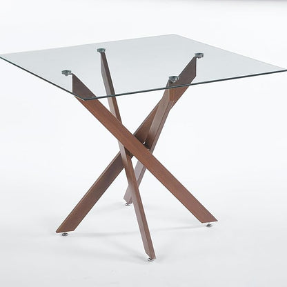 Square Glass Dining Table 35.4'' Inch Modern Square Kitchen Table with Metal Legs Durable Stylish Dinner Table for Dining Room Kitchen