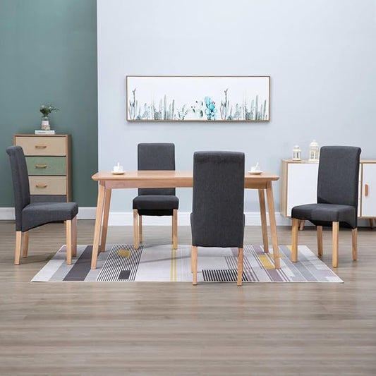 Modern Dining Chairs Set of 4 Gray Fabric Upholstered Wooden Frame Kitchen Living Room Furniture Accent Chairs with Ergonomic Design for Farmhouse Small Spaces
