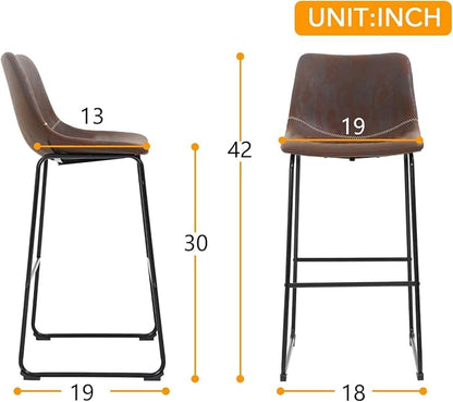 PayLessHere Dining Chairs Set of 2 Kitchen Chairs Living Room Chairs Counter Stools with Backs Leather Island