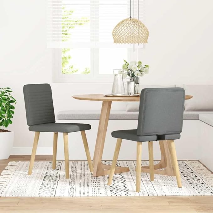 Dark Gray Fabric Dining Chairs 2-Pack Modern Design with Foam Cushion Metal & Wood Frame for Kitchen Dining Room Living Room Furniture