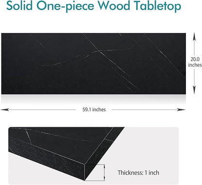 Kaboon 60x20 inches Tabletop, Solid One-Piece Desktop for Sit Stand Desk, Double Desks, L Desk DIY,Wood Countertop Home or Commercial Use,1 inch Thick, Cloud Atlas/Black Marble, 20" D x 59.1" W