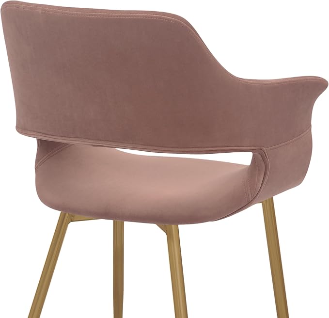 Armen Living Gigi Pink Velvet Dining Room Chair with Gold Metal Legs - Set of 2