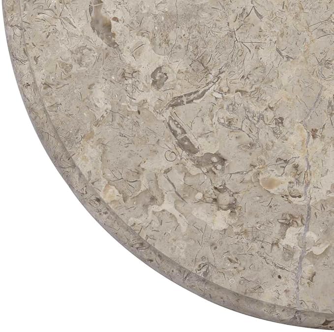 Grey Marble Table Top 20 inch Round Natural Stone Dining Surface, Modern Elegance for Coffee or Dining Tables, Easy-Clean Solid Slab for Living Room Kitchen Studio Apartment