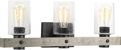 Progress Lighting Gulliver Collection 3-Light Clear Seeded Glass Coastal Bath Vanity Light Graphite