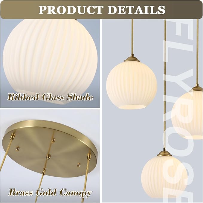 3 Light Pendant Lighting Milk Glass Chandelier Gold Cluster Pendant Light Fixture Vintage Chandelier White Glass Globe Pendant Lights Kitchen Island
