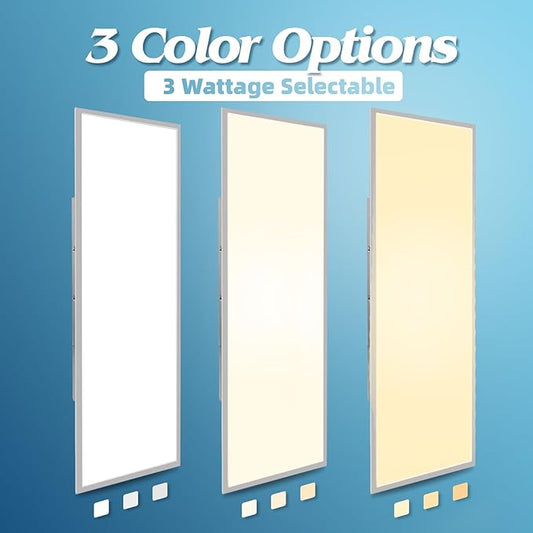 Art3d 2 Pack 1x4 FT LED Flat Panel Light, 3CCT Selectable Color Temperature 3000K/4000K/5000K, 0-10V Dimmable 5500LM Flush Mount Ceiling Light, 20W/30W/40W Drop Ceiling Light, UL&ETL Listed